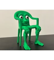 Yeşil Sandalye Adam Figürü - 3D Yazıcı Sürrealist Biblo - İnsan Bacaklı Sandalye