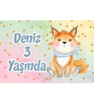 Sevimli Tilki Doğum Günü Afişi 35X50 cm