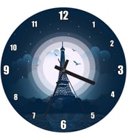 Cakatablo Gece Paris Eyfel Kulesi Çizimi Duvar Saati