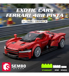 Sembo Block Exotic Cars Ferrari 488 Pista Yapı Bloğu Seti – 336 Parça (Kırmızı)
