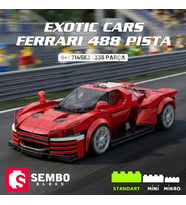 Sembo Block Exotic Cars Ferrari 488 Pista Yapı Bloğu Seti – 336 Parça (Kırmızı)