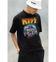 Rock Metal Müzik Grubu Kiss Baskılı Unisex Oversize Tişört
