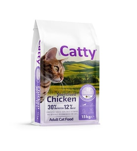 Catty Kısırlaştırılmış Kedi Maması Tavuklu 15 Kg (Beyaz)