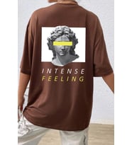 Unisex Aesthetic  Baskılı T-shirt (Kahverengi)
