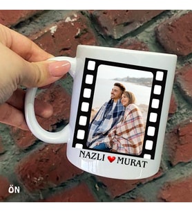 Size Özel Kameralı film Şeritli Resimli ve isimli Baskılı Kupa Bardaklar