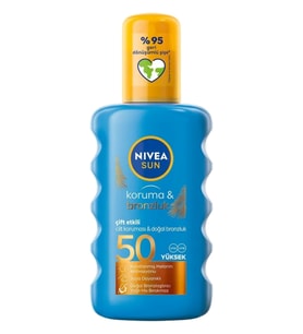 NIVEA Sun Spf50 Koruma & Bronzluk Güneş Spreyi 200ml,çok Yüksek Güneş Koruması & Doğal Bronzlaştırıcı