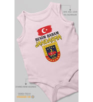 Benim Babam Jandarma Sıfır Kol Bebek Zıbını %100 Pamuk