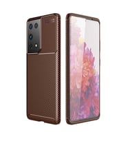 Samsung Galaxy S21 Ultra Kılıf Karbon Silikon Case (KAHVE)