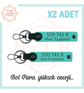 Turkuaz, İsim Yazılı Manevi Huzur Sağlayan Özel Hediye 520 741 8 Sayısıyla Dengeli, 2'li Anahtarlık (Çok Renkli)