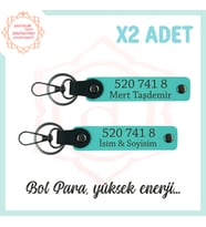 Turkuaz, İsim Yazılı Manevi Huzur Sağlayan Özel Hediye 520 741 8 Sayısıyla Dengeli, 2'li Anahtarlık (Çok Renkli)