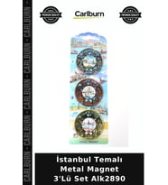 Özel Üretim Hediyelik Hatıra Dekoratif Turistik İstanbul Temalı Metal Magnet 3'Lü Set Alk2890