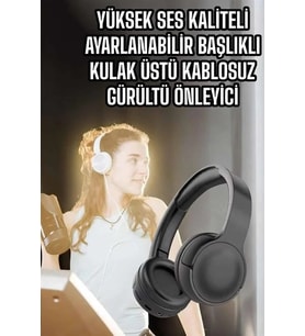 Kulak Üstü Kablosuz Bluetooth Kulaklık Gürültü Önleyici Uzun Şarj Süreli (Çok Renkli)
