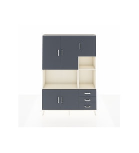 Arges Gardrop 9 Raflı 3 Çekmeceli 5 Kapaklı 132x30x195 Aytaşı-Antrasit