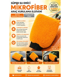 Mikrofiber Oto Araba Yıkama Kurulama Havlusu, Orta Boy Çift Katlı Araç Kurutma ve Torpido Silme Bezi (Turuncu)