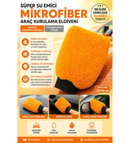 Mikrofiber Oto Araba Yıkama Kurulama Havlusu, Orta Boy Çift Katlı Araç Kurutma ve Torpido Silme Bezi (Turuncu)
