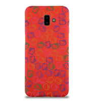 Samsung Galaxy J6 Plus Uyumlu Lansman Kılıf Hello Kitty Tasarımlı İçi Kadife Kapak-Kırmızı (Şeffaf)