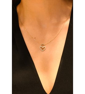 TAŞLI KALP KİLİT KOLYE 14 AYAR A047321