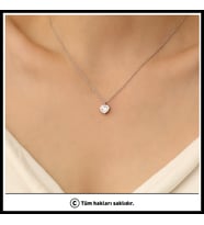 925 Ayar Gümüş Beyaz Taş Minimal Kalp Kolye