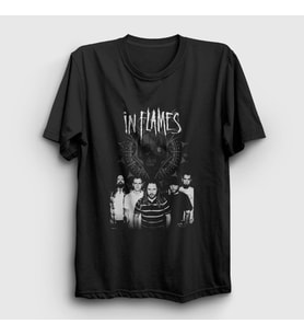 Presmono Unisex Siyah Band In Flames T-Shirt 83439tt