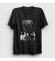 Presmono Unisex Siyah Band In Flames T-Shirt 83439tt