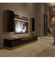 Decoraktiv Trendstyle 5220DS Slm Tv Ünitesi Tv Sehpası - Ceviz Siyah (Siyah - Ceviz)