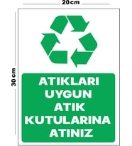 Metal Atıkları Uygun Atık Kutularına Atınız 20cm x 30cm A4 Büyüklüğünde Uyarı Levhası Yönlendirme
