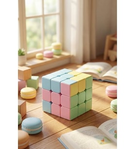 Macaron 3x3 Zeka Küpü - Hızlı Pürüzsüz Dönüş Profesyonel - Stickerless Pastel Renkli Sabır Küpü