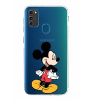 Samsung Galaxy M21  Kamera Korumalı Kapak Mickey Mouse Tasarımlı  Şeffaf  Kılıf
