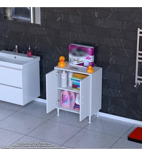 Modilayn SÖKE Küçük Alanlar İçin Akıllı Çözümler 55x75x32,5 cm’ lik 2 Kapaklı 2 Göz Raf Dolap (ATLANTİK-SOHO ANTRASİT)