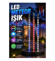 10'lu RGB LED Meteor Yağmur Işığı Seti – Kayan Yıldız Efektli İç ve Dış Mekan Aydınlatma