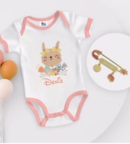 BK Kids Kişiye Özel İsimli Pembe Bebek Body Zıbın ve Kız Bebek İğnesi Hediye Seti-14
