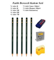 Resim Kalemi Fatih Dereceli Kalem Seti Karakalem Seti B H 3H 5H 7H 8'li Set Sınav Silgisi ve Hamur Silgi Kalemtraş (Siyah)
