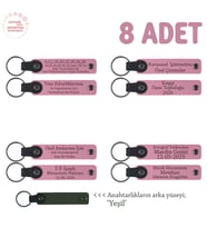 Pembe & Yeşil, Karne Hediyesi İçin Tüm Sınıfa Özel, 8' li Set, Hediyelik Hatıra Anahtarlığı