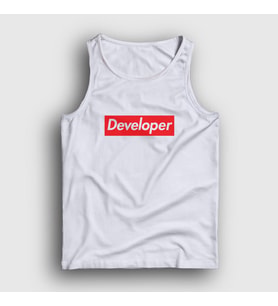 Presmono Unisex Beyaz Logo Developer Yazılımcı Atlet 336133tt (Beyaz)