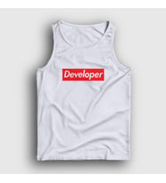 Presmono Unisex Beyaz Logo Developer Yazılımcı Atlet 336133tt (Beyaz)