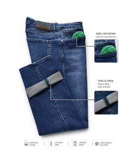 DeepSEA Erkek Slim Fit Likralı Taşlanmış Mavi Jean – Yumuşak Dokulu Esnek Dar Paça Kot Pantolon 2600991