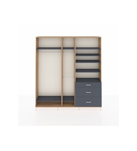 Arges Gardrop 9 Raflı 3 Çekmeceli 3 Askılı 220x30x243 Çam-Antrasit