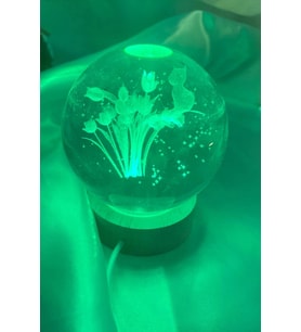 3D Led Işık Cam Küre Gece Lambası La leli Büyük Boy 8cm Çok Renkk (Çok Renkli)