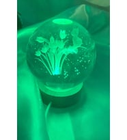 3D Led Işık Cam Küre Gece Lambası La leli Büyük Boy 8cm Çok Renkk (Çok Renkli)