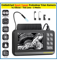 Kayıt Yapan Endüstriyel Endoskop Yılan Kamera 4.3 Ekran - Tek Lens - 3 Metre