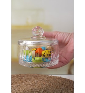 Lüx Kristal Kapaklı Cam Şekerlik & Cam Lokumluk, Kesme Cam Lüx Şekerlik 10cm*10.5cm - (4 MODEL) (06646)