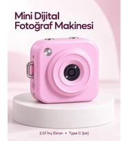 128 Gb a Kadar Hafıza Kartı Destekli Pembe Mini Dijital Fotoğraf Makinesi