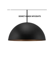 DEMET HABEK mylights  MYLİGHTS  RETRO  50CM  METAL RUSTİK AVİZE SİYAH  İÇİ BAKIR  PLOFONYER AVİZE
