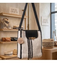 ChicLookDesign El emeği Deri kapaklı Bohem Tasarım Ĥasır Çanta