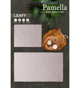 Merinos Pamella 2 Li Banyo Paspas Takımı Leafy Pudra