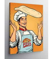 Kanvas Tablo Pizzacı Şef Karikatürü