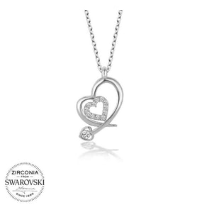 Swarovski Taşlı Gümüş Kalp Bayan Kolye