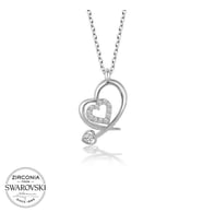 Swarovski Taşlı Gümüş Kalp Bayan Kolye