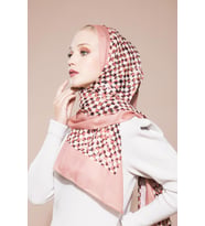 Ekose Desen Pavia Seri Şal Eşarp Askısı ile Birlikte 90X200 cm Somon-90X200