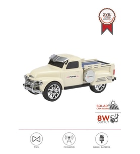 Torima D54 Bej Pickup Araba Bluetooth Hoparlör Güneş Enerjili Speaker
